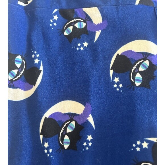Lula Roe One Size Blue Smiling Cat Sitting On The Moon Leggings Sleepwear - Picture 4 of 10